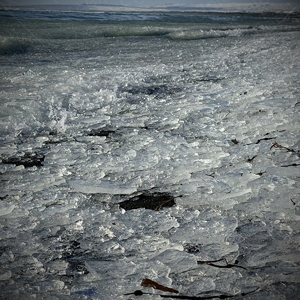 Gefrorene Wellen am Black Beach Hafnarskeidh