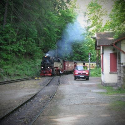 Ankunft der Dampflokomotive