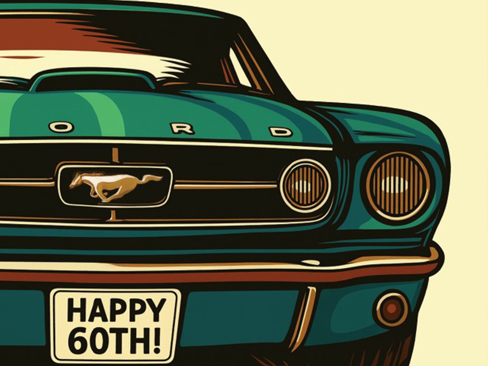 Ford Mustang Sound Postcard – Birthday wishes with a real engine soul (QR code)