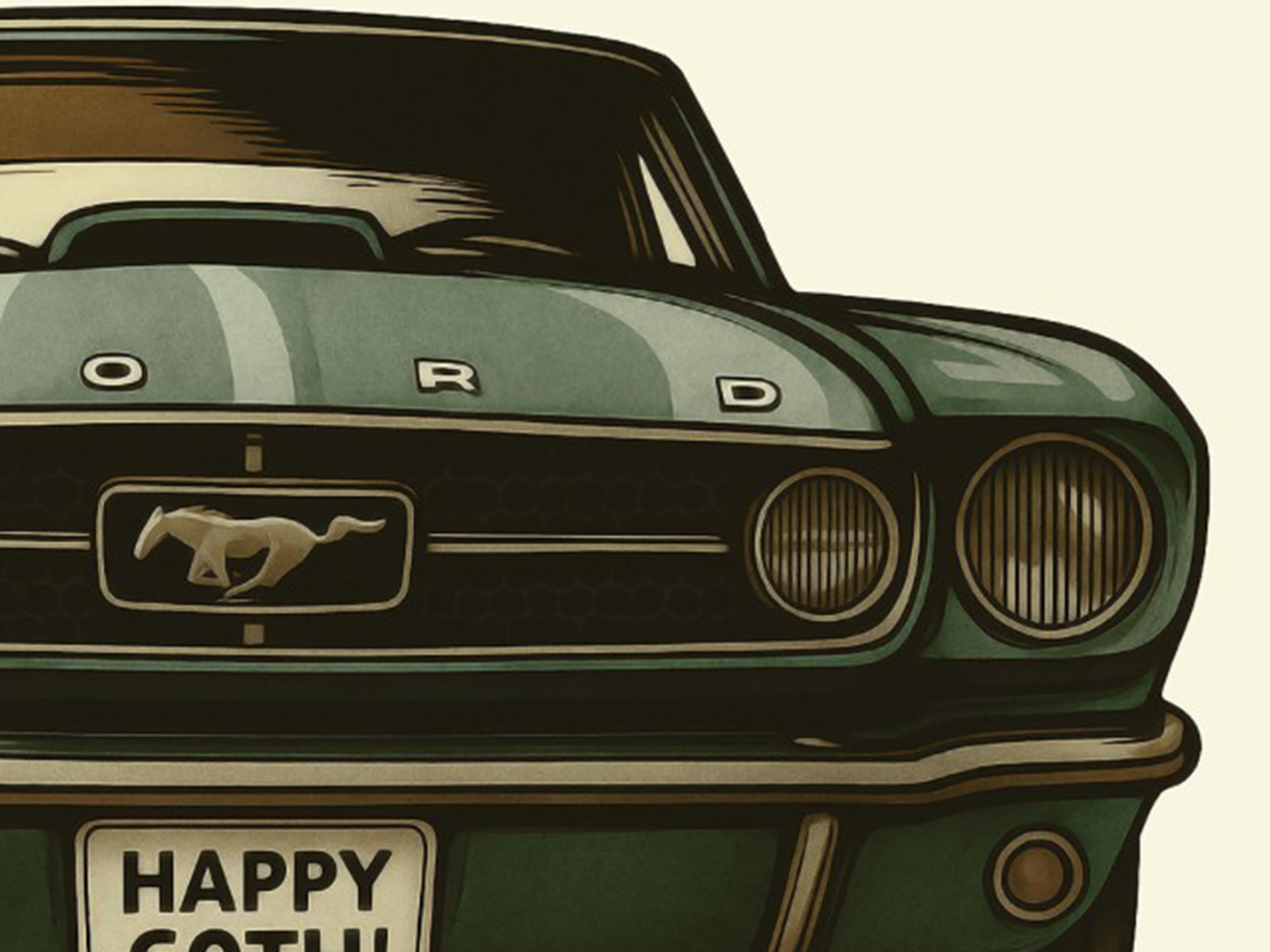 Ford Mustang Sound Postcard “Chrome &amp; Heartbeat” (QR Code)