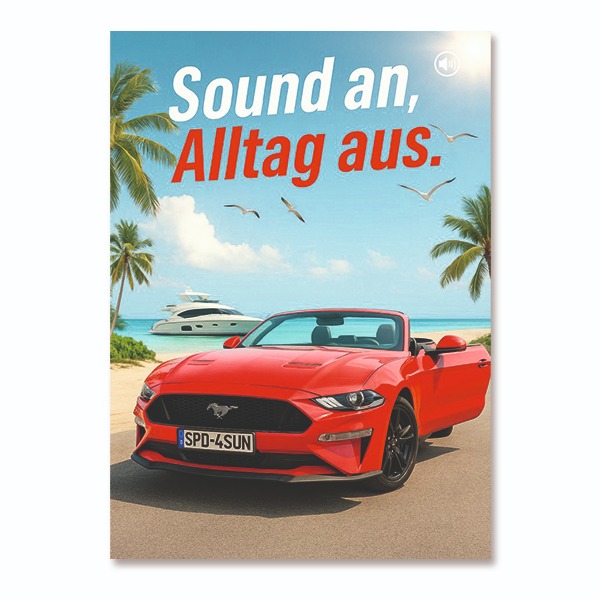 Ford Mustang 5.0 GT V8 Convertible sound postcard