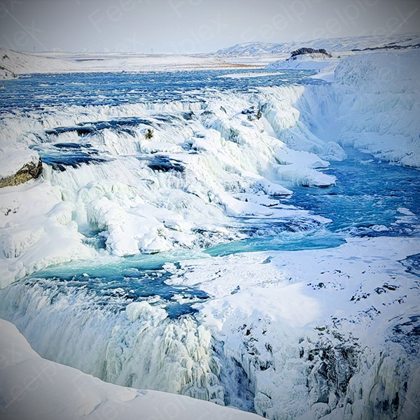 Winter View at Gullfoss Waterfall in Iceland