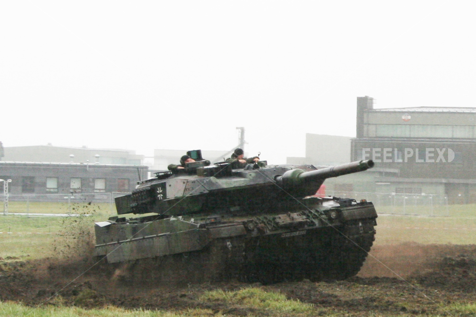 German Bundeswehr Leopard 2A7 battle tank on unpaved terrain
