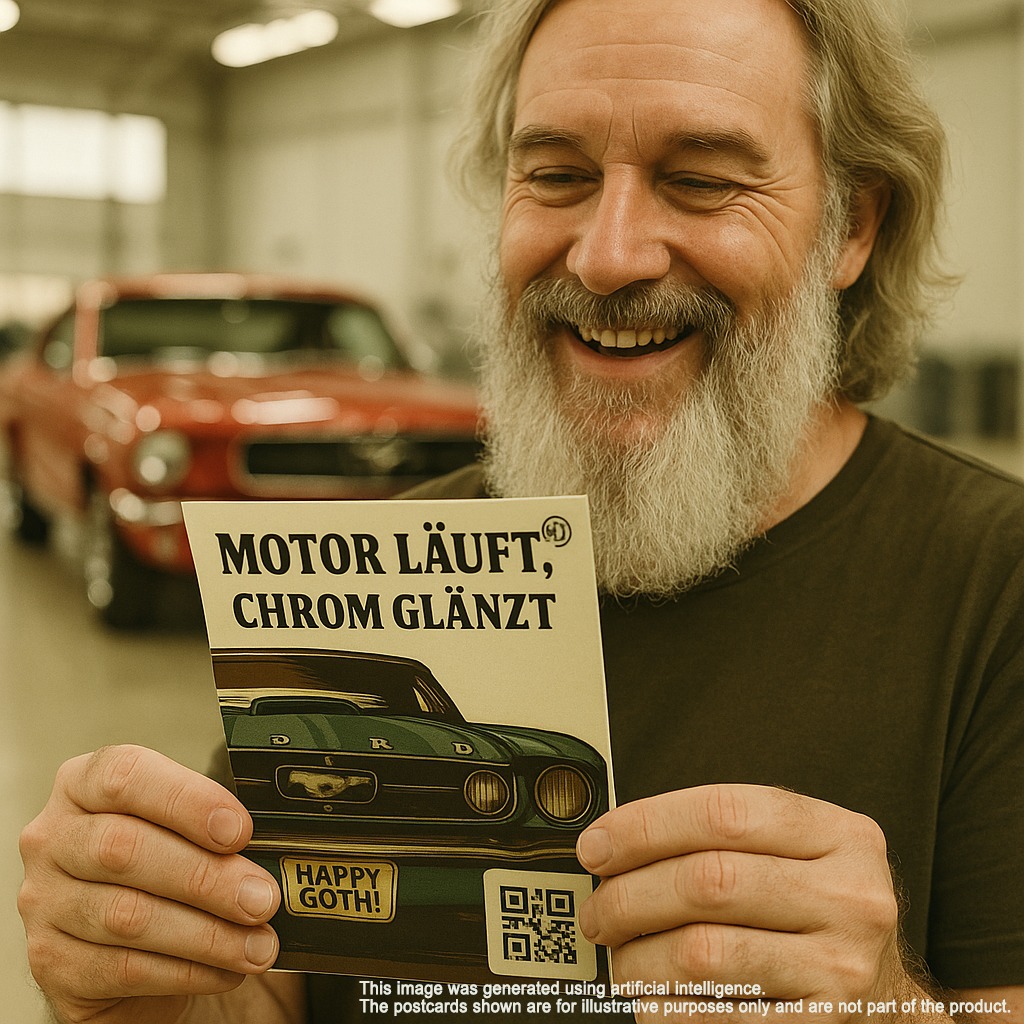 Ford Mustang sound postcard for birthdays, front design