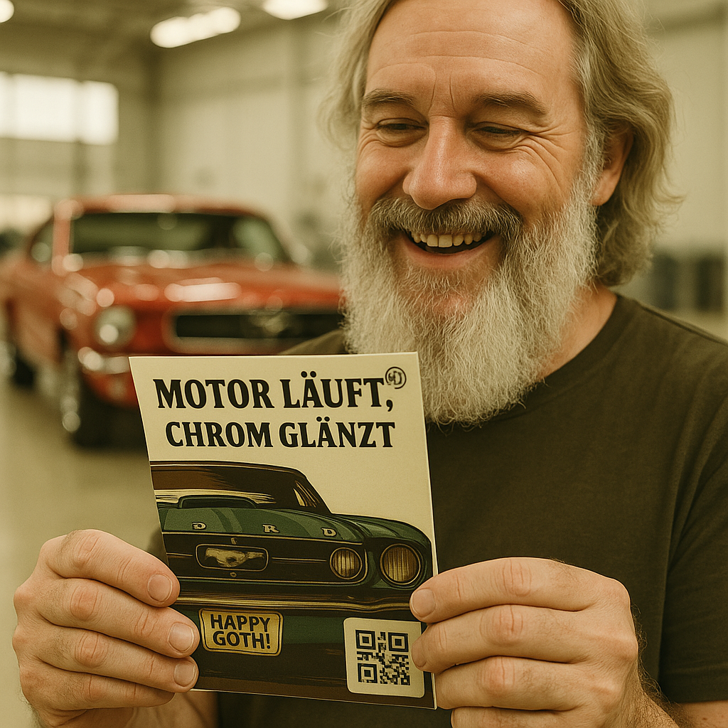 Ford Mustang sound postcard for birthdays, front design